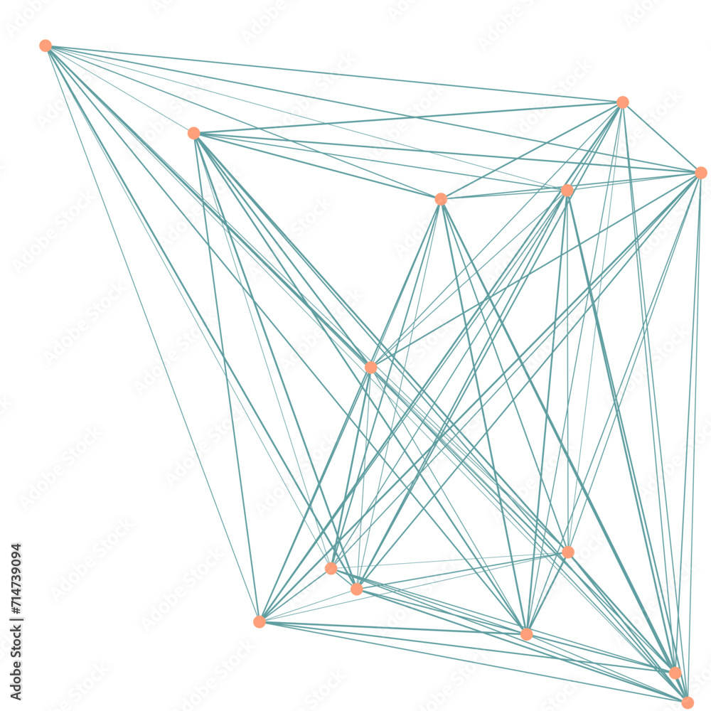 An abstract cut out transparent node network futuristic design element