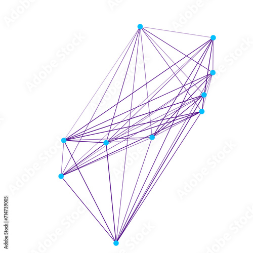 An abstract cut out transparent node network futuristic design element