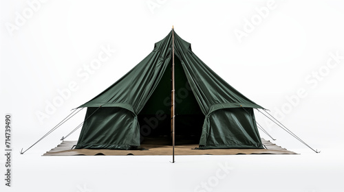 dark green tent isolated in white background