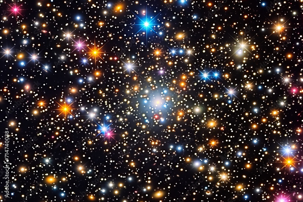 Hyperrealism, 16k, very details, dense field of stars in space. numerous stars of varying brightnesses and colors, including white, blue, yellow, and red hues. dense stars space. Hyperrealism, 16k, very details, dense field of stars in space. numerous stars of varying brightnesses and colors, including white, blue, yellow, and red hues. dense stars space.
