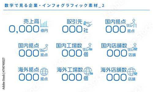 数字で見る企業のインフォグラフィック素材_2、ベクター