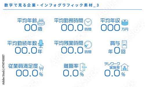 数字で見る企業のインフォグラフィック素材_3、ベクター