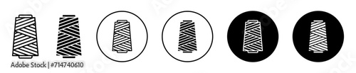 Spool of thread vector icon set collection. Spool of thread Outline flat Icon.