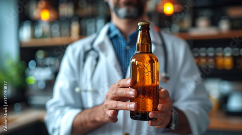Doctor holding an alcoholic drink photo