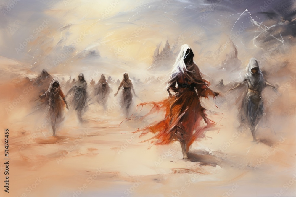 Φωτογραφία Whirling sandstorm nomads, wandering the desert in search of lost treasures - Ge