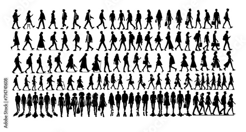 Vector collection of people with silhouette style