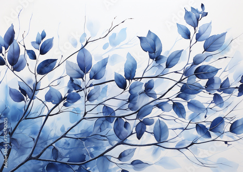 An artwork of watercolor leaves