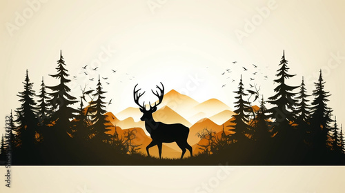 copy space, vector illustration, forest silhouette in the shape of a wild animal wildlife and forest conservation concept. Beautiful design for wildlife preservation, environmental awareness. Nature c photo