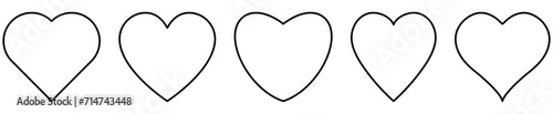 Set of line heart icons. Concept of love. Vector illustration isolated on white background