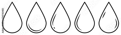 Set of line water drop icons. Vector illustration, EPS10