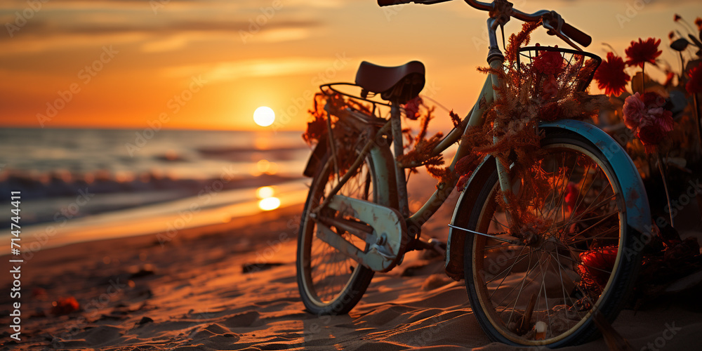 Fototapeta premium Bike on beach