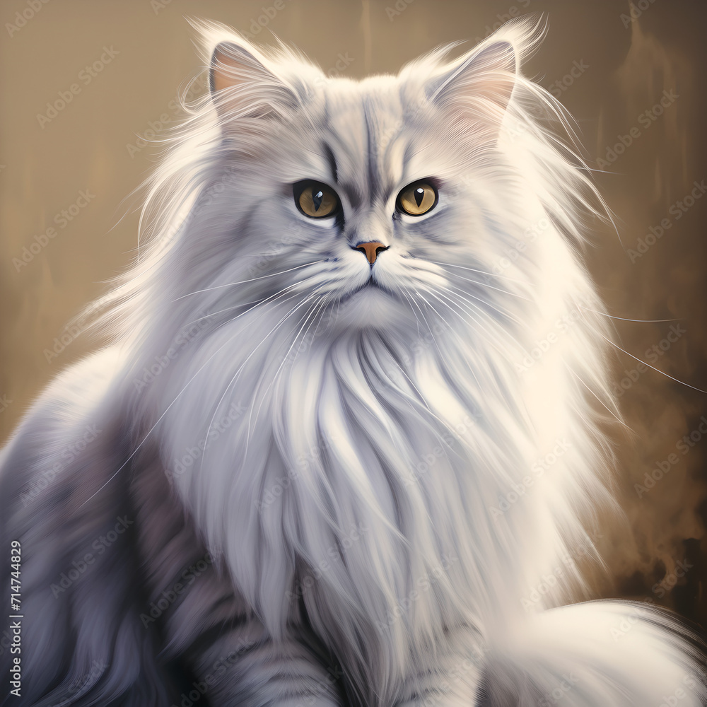 portrait of a cat with with long hair