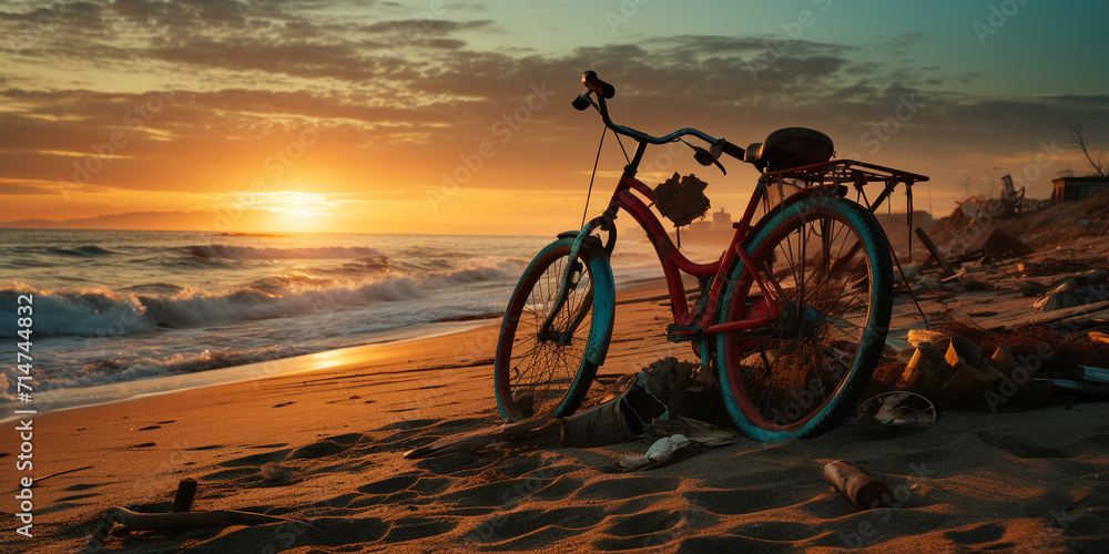 Fototapeta premium Bike on beach