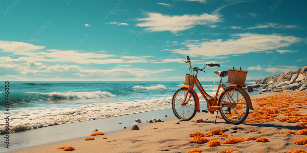 Fototapeta premium Bike on beach