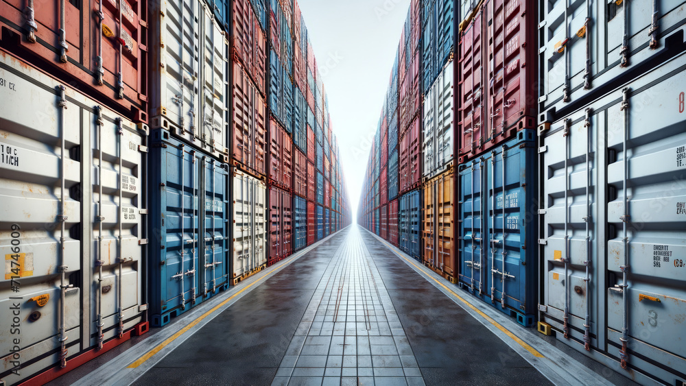 Fototapeta premium The Rhythmic Order of Industrial Freight Containers