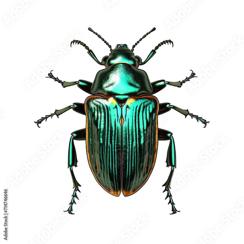 Top view of green beetle on a cutout PNG transparent background © Ivan Guia