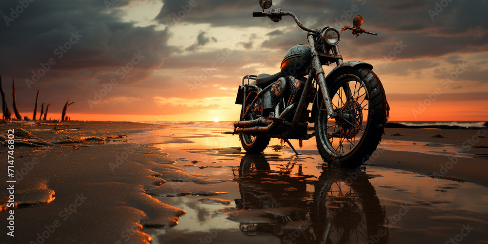 Fototapeta premium Bike on beach