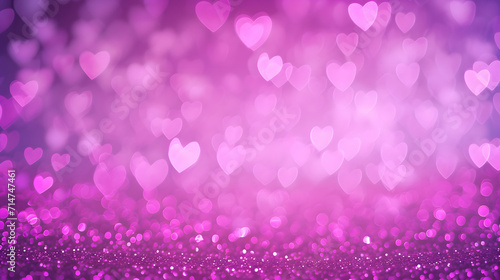 Pink Sparkling Defocused Lights of Hearts Background