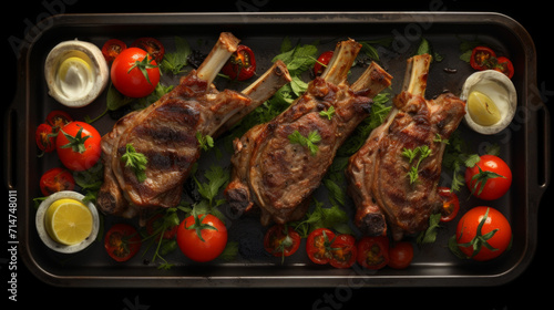 A tray of flavorful and tender lamb chops, a must-have dish for any Ramadan feast