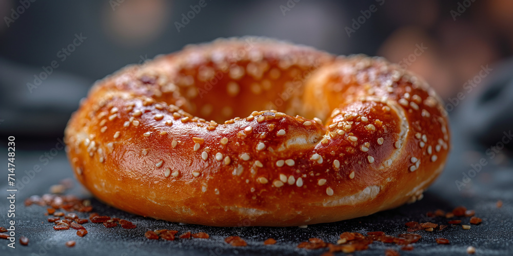 Breze mit Salz in moderner Form Nahaufnahme Breze mit Salz in moderner Form Nahaufnahme