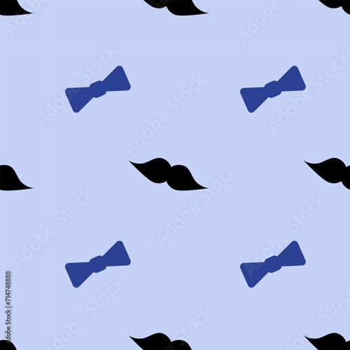 Mustache and bow tie, seamless pattern, vector. Father's day pattern.