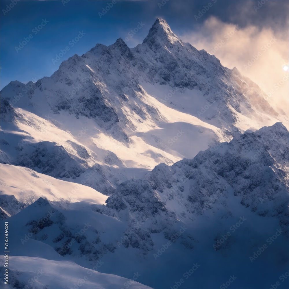 A breathtaking winter snow-capped mountains
