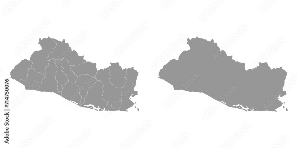 El Salvador map with administrative divisions. - obrazy, fototapety, plakaty 