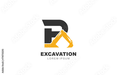 P Letter Excavator logo template for symbol of business identity