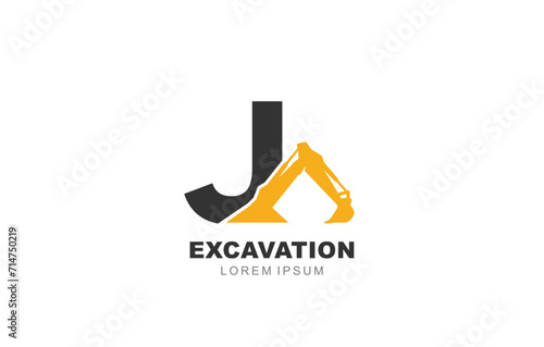 J Letter Excavator logo template for symbol of business identity