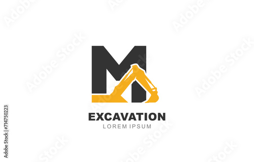 M Letter Excavator logo template for symbol of business identity photo