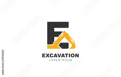 E Letter Excavator logo template for symbol of business identity
