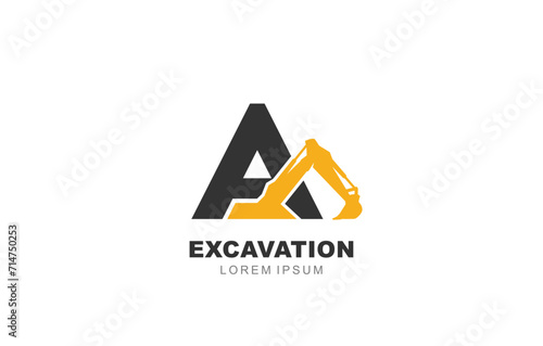 A Letter Excavator logo template for symbol of business identity
