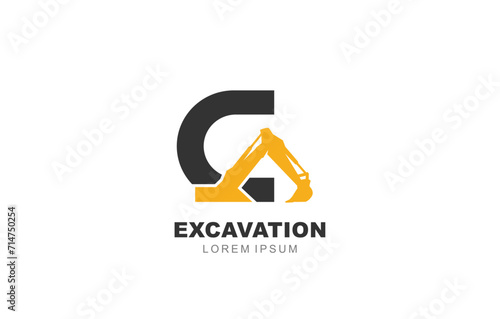 C Letter Excavator logo template for symbol of business identity