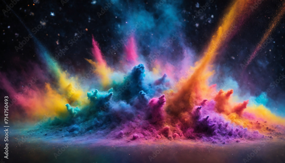 An art of Colorful Dust Dancing in the space