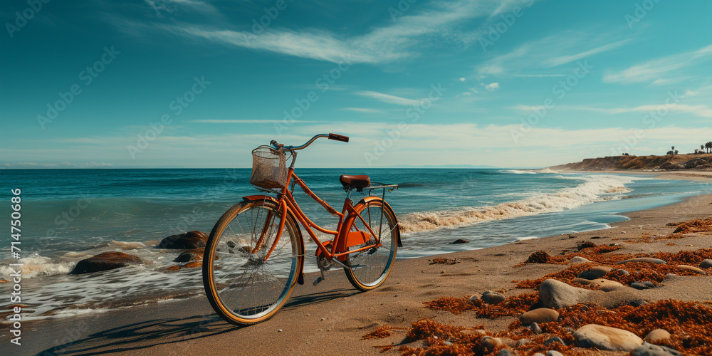 Fototapeta premium Bike on beach
