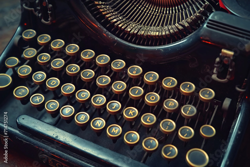 Vintage Typewriter Keys Bathed in Warm Light