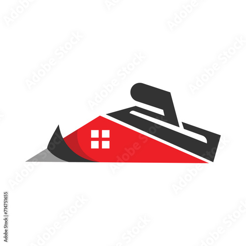 Home plastering logo design vector.