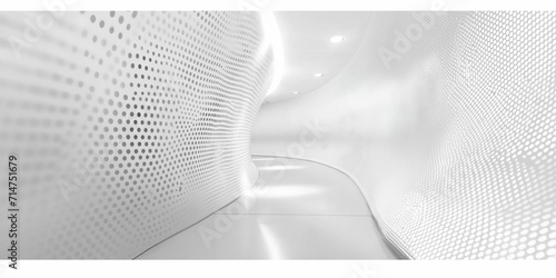 Geometrische weiße Wellen als Gebäude und Architektur in weißen Lack Farben als Hintergrundmotiv für Webdesign im Querformat für Banner, ai generativ photo