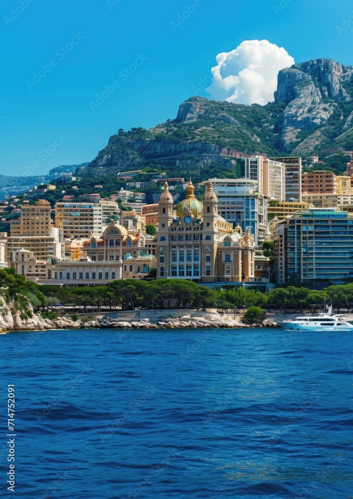 view of a beautiful old urban cityscape skyline with water from a boat