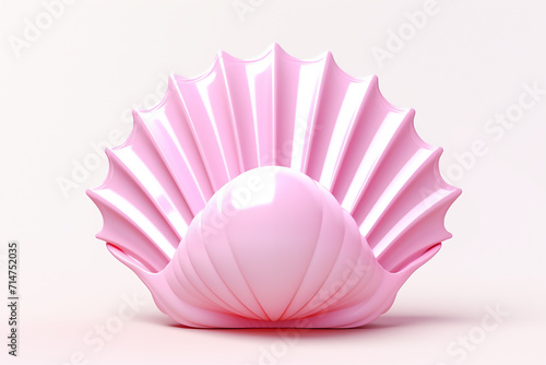Pearl inside seashell. 3d illustration isolated on white background