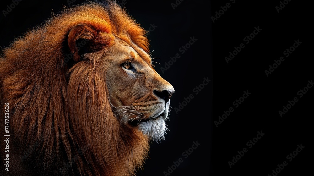 lion on isolated black background, generative ai
