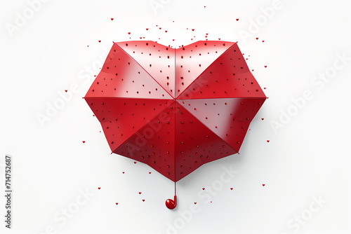 holiday illustration of flying red balloon in form of heart on light background .red umbrella with hearts on a white background