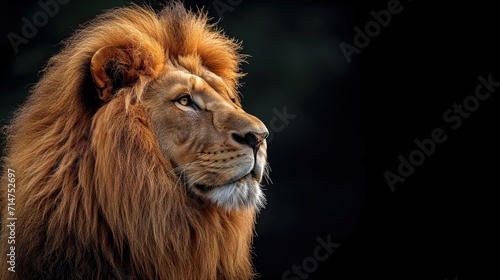 lion on isolated black background  generative ai