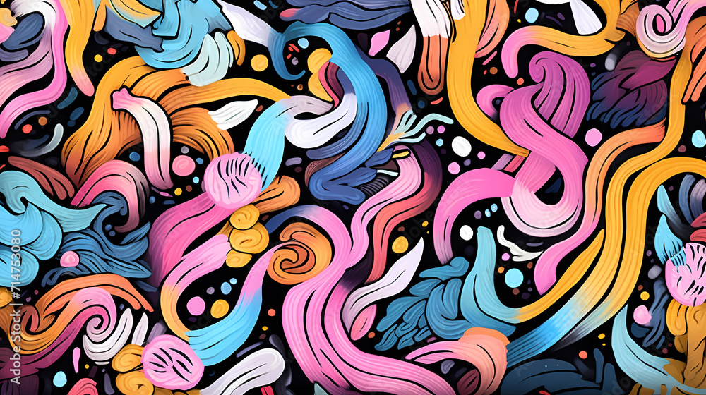 Funny doodle seamless pattern, artistic background