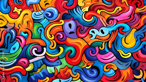 Funny doodle seamless pattern, artistic background © Derby