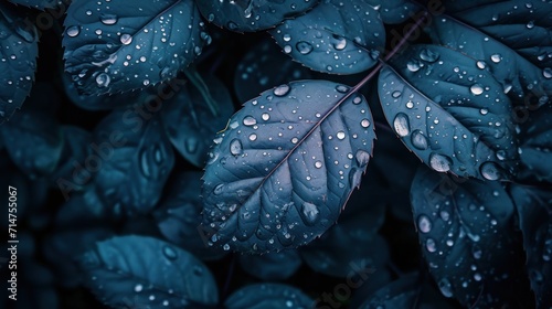 Close-Up of Water Droplets on Leaves
