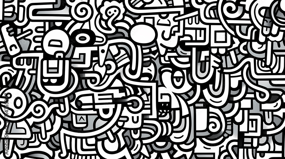 Funny doodle seamless pattern, artistic background Funny doodle seamless pattern, artistic background