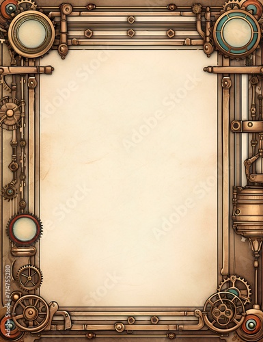 ancient steampunk scroll with empty space