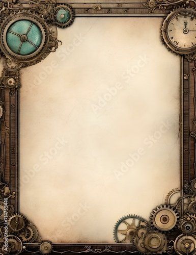 ancient steampunk scroll with empty space