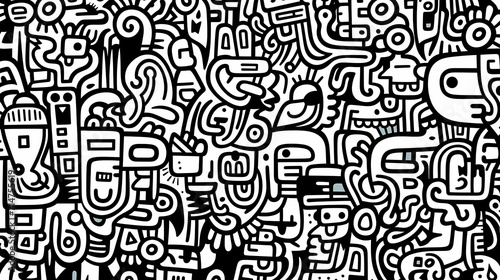 Funny doodle seamless pattern  artistic background